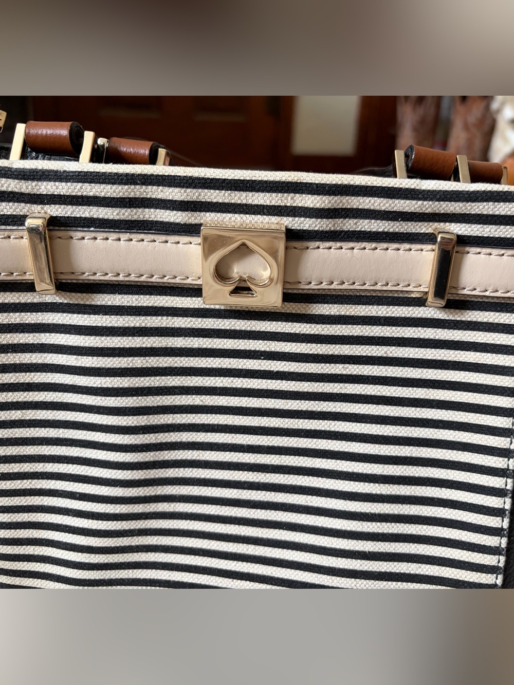 Kate Spade New York Houston Street Fabric Leo Satchel Striped Crossbody - Picture 3 of 15